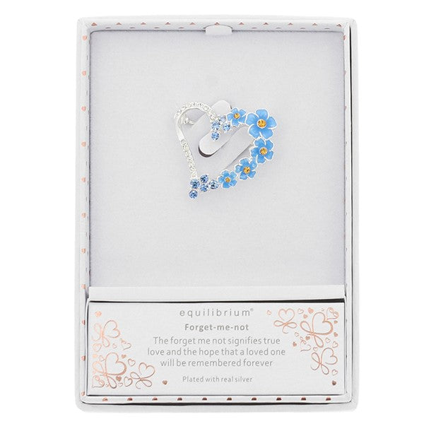Forget-Me-Not Heart Silver Plated Brooch