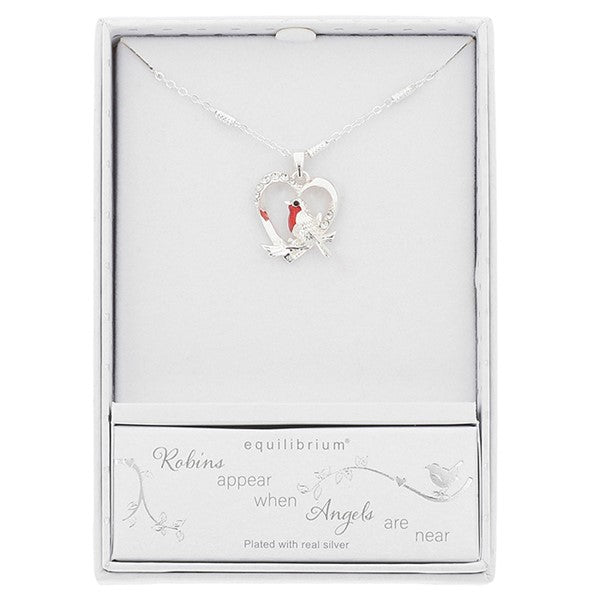 Robins Appear Heart Silver Plated Necklace