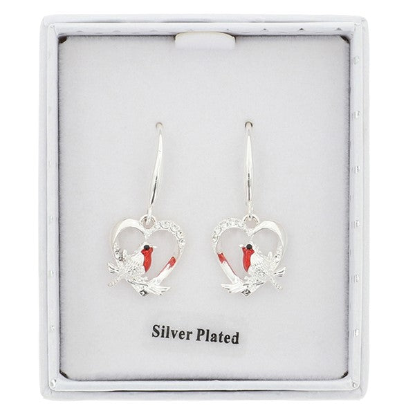 Robins Appear Heart Silver Plated Earrings