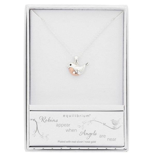 Robins Appear Two Tone Silver Plated Necklace