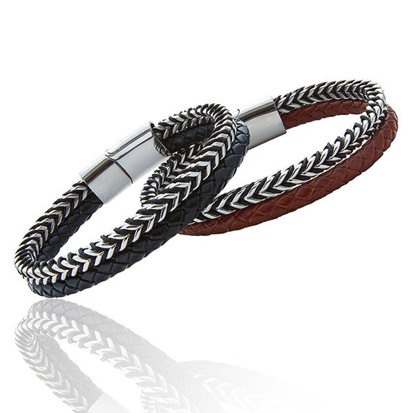 EQ For Men Double Leather Metal Bracelet