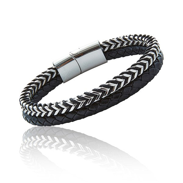 EQ For Men Double Leather Metal Bracelet