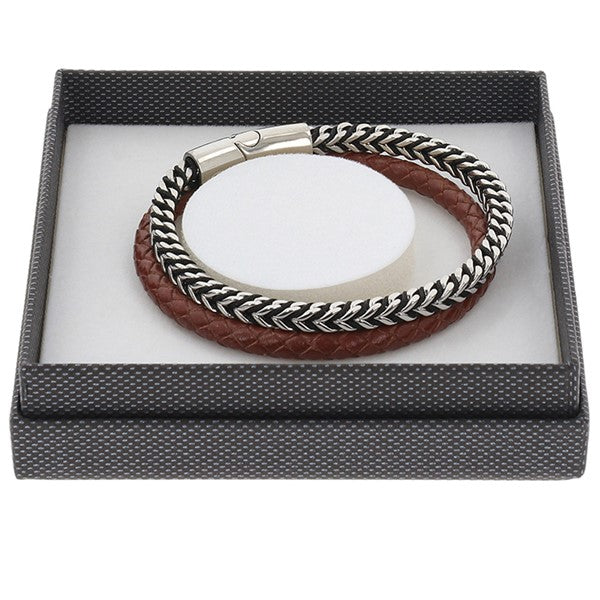 EQ For Men Double Leather Metal Bracelet