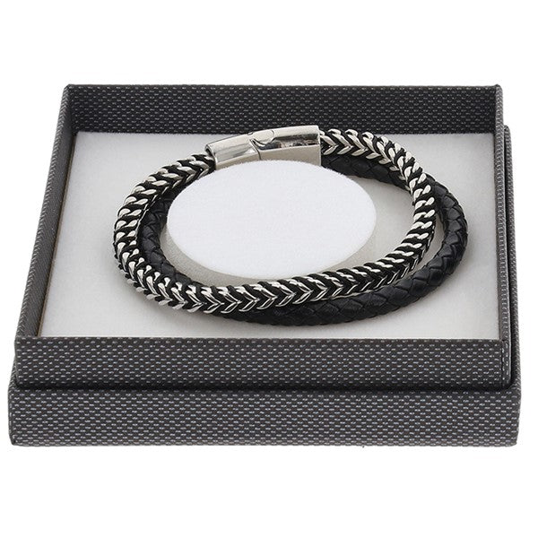EQ For Men Double Leather Metal Bracelet