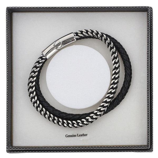 EQ For Men Double Leather Metal Bracelet