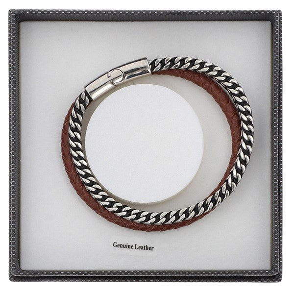 EQ For Men Double Leather Metal Bracelet