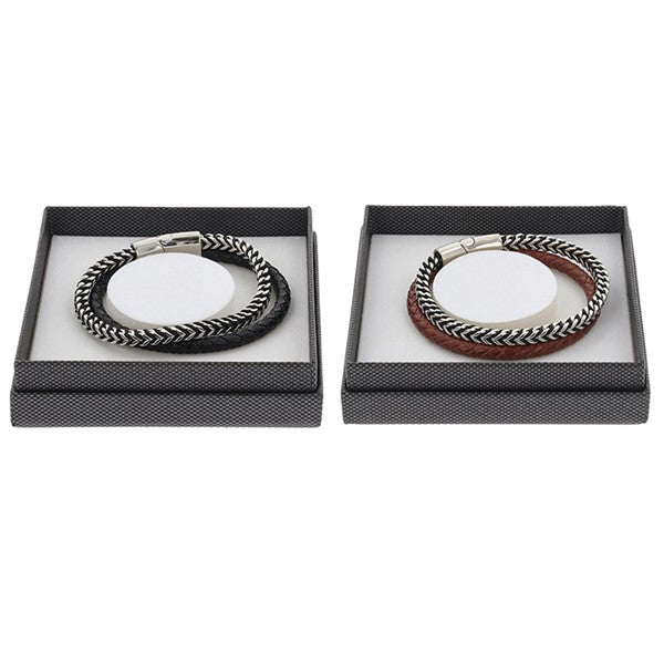 EQ For Men Double Leather Metal Bracelet
