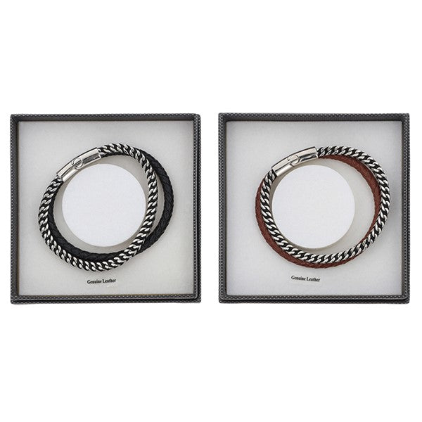 EQ For Men Double Leather Metal Bracelet