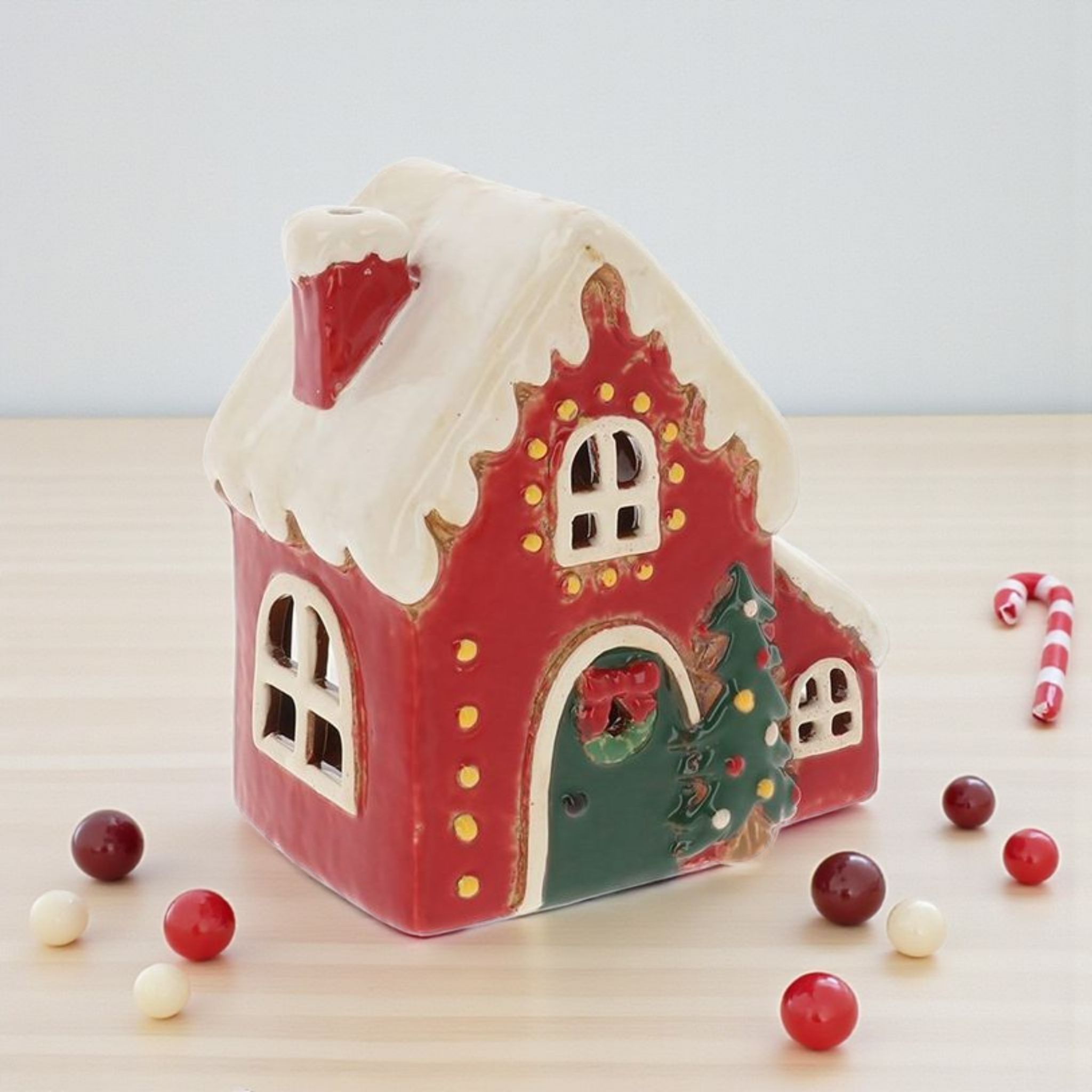 Village Pottery Christmas Fairy Light House Tealight Holder