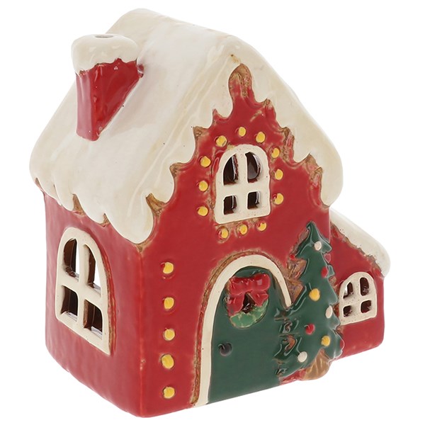 Village Pottery Christmas Fairy Light House Tealight Holder
