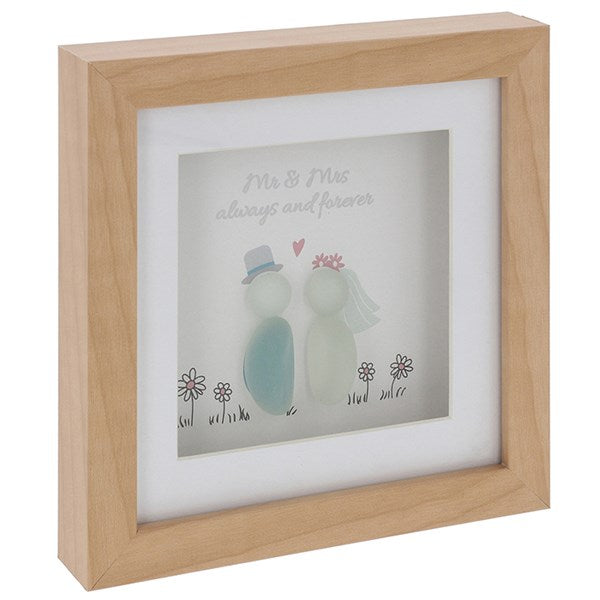 Mr & Mrs Wedding Day Square Pebble Glass Plaque