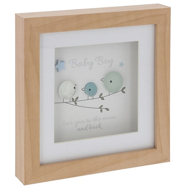 Baby Boy Square Pebble Glass Plaque