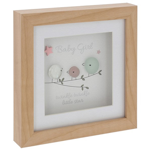 Baby Girl Square Pebble Glass Plaque