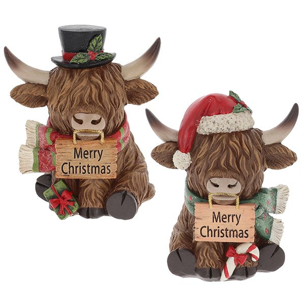 Festive Highland Cows - Merry Christmas