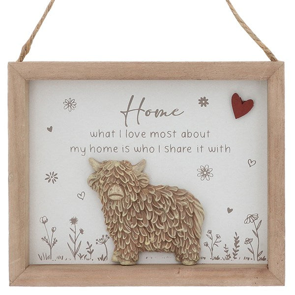 Highland Cow Wall Plaque - Home