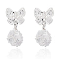 Eternal Bow Sparkle Ball Silver Plated Earrings