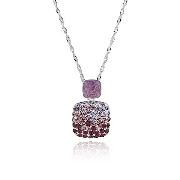 Iced Gem Chic Squares Silver Plated Necklace