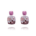 Iced Gem Chic Squares Silver Plated Earrings
