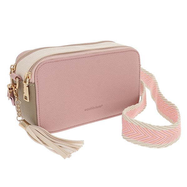 Tri-Colour Cross Body Bag Pink Cream