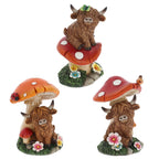 Highland Cow & Mushroom Ornaments