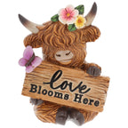 Floral Highland Cow With Sign