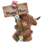 Floral Highland Cow With Sign