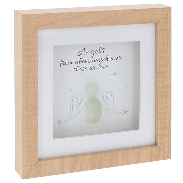 Angel Love Square Pebble Glass Plaque