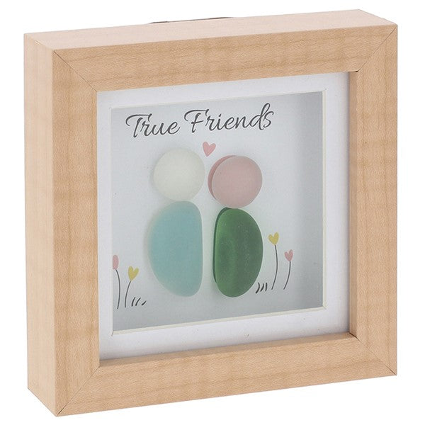 True Friends Square Pebble Glass Plaque