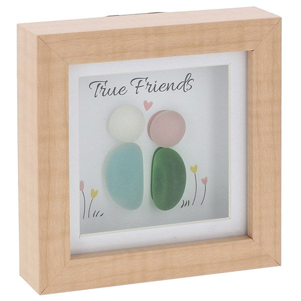 True Friends Square Pebble Glass Plaque