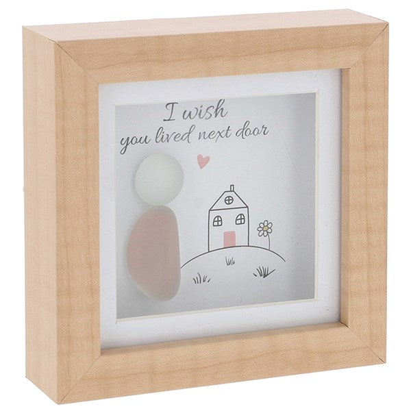 Friends Next Door Square Pebble Glass Plaque