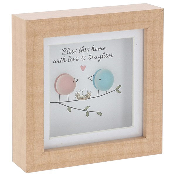 Bless This Home Square Pebble Glass Plaque