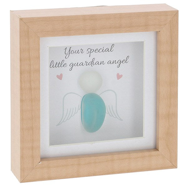 Guardian Angel Square Pebble Glass Plaque