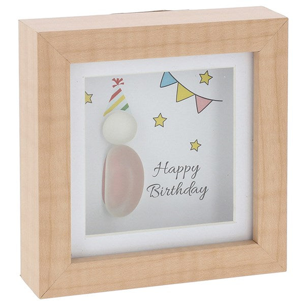 Happy Birthday Square Pebble Glass Plaque