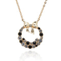 Monochrome Circle Bow Gold Plated Necklace