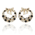 Monochrome Circle Bow Gold Plated Earrings