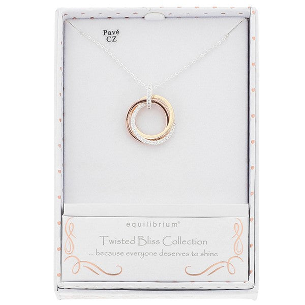 Twisted Bliss Three Tone Circles Necklace