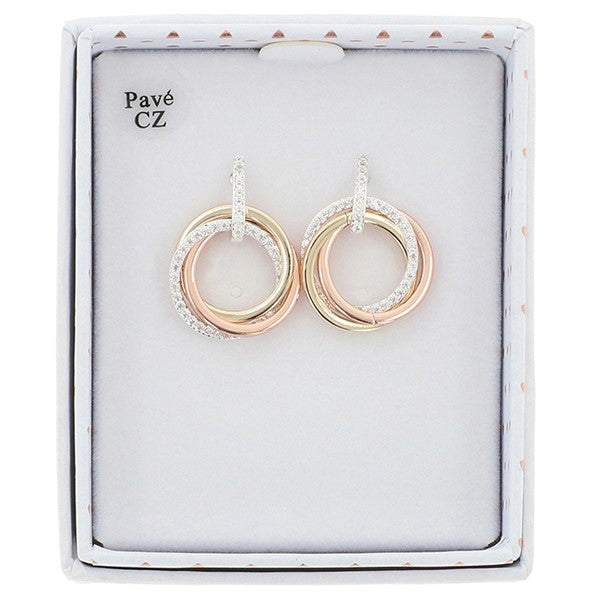 Twisted Bliss Three Tone Circles Earrings