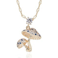 Back To Nature Sparkle Mushrooms Gold Plated Necklace