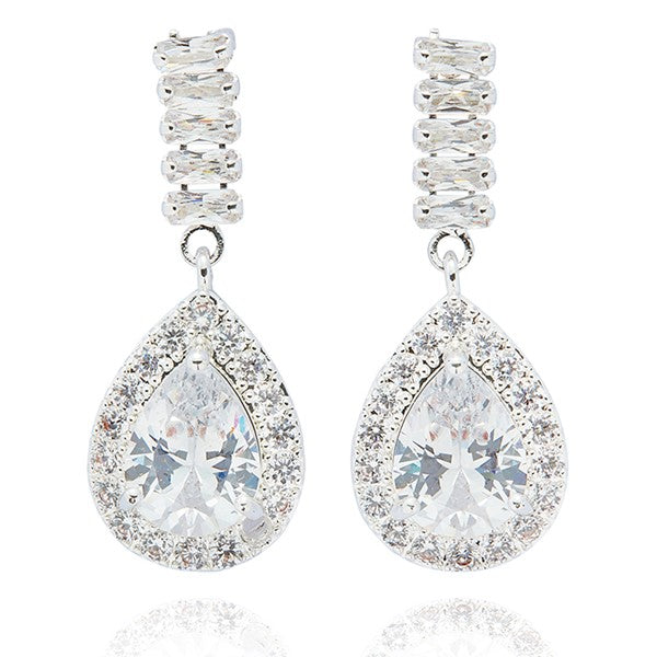All That Bling Oppulent Teardrop Silver Plated Earrings