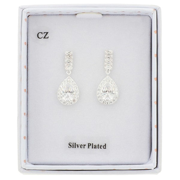 All That Bling Oppulent Teardrop Silver Plated Earrings