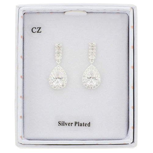 All That Bling Oppulent Teardrop Silver Plated Earrings