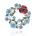 Forget Me Not & Poppy Circle Brooch