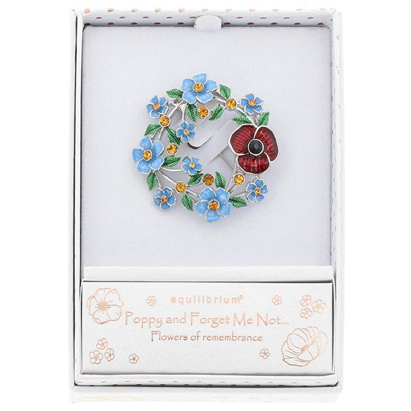 Forget Me Not & Poppy Circle Brooch