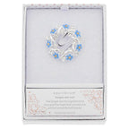 Forget Me Not Silver Plated Circle Brooch