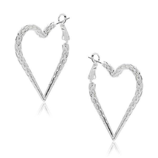 Plaited Heart Huggie Earrings