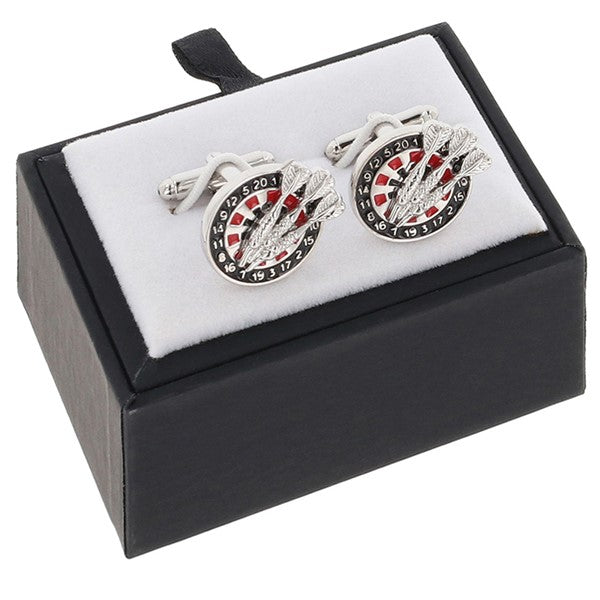 Equilibrium EQ For Men Darts Cufflinks Black White Red Silver Tone