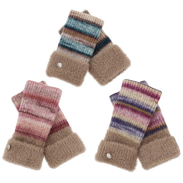 Super Soft Colour Block Fur Cuff Fingerless Glove