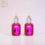 Twin Gem Earring in Hot Pink & Light Pink