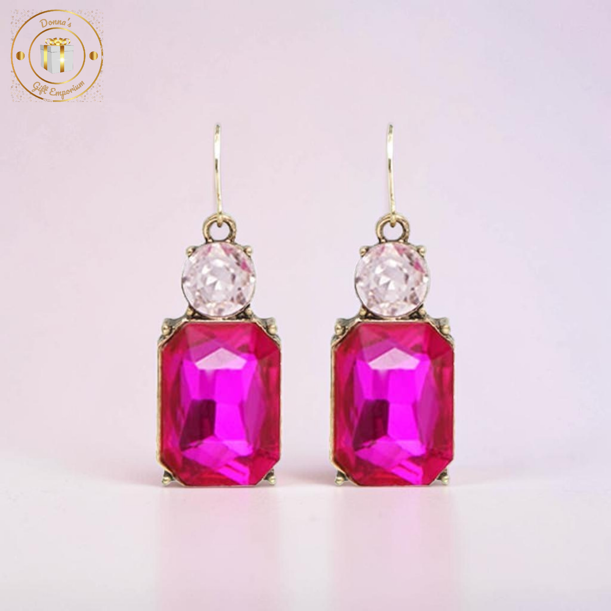 Twin Gem Earring in Hot Pink & Light Pink