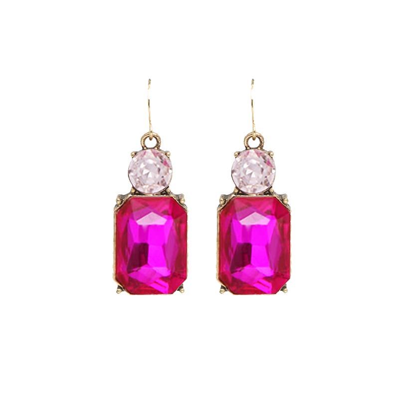 Twin Gem Earring in Hot Pink & Light Pink
